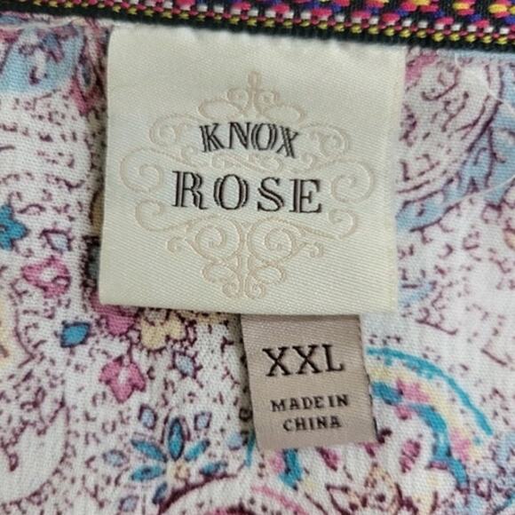 Knox Rose Paisley Tank Top Women's XXL Smocked Sleeveless Rayon‎ Summer Shirt - Picture 15 of 15